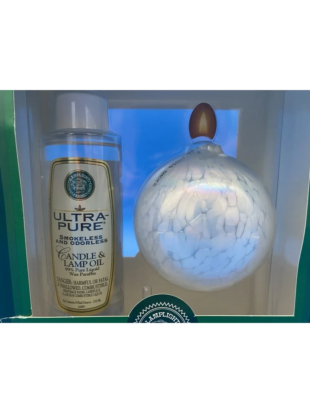 Lamplight Farms Pearl Essence White Hand-Blown Glass Oil Candle Set - New